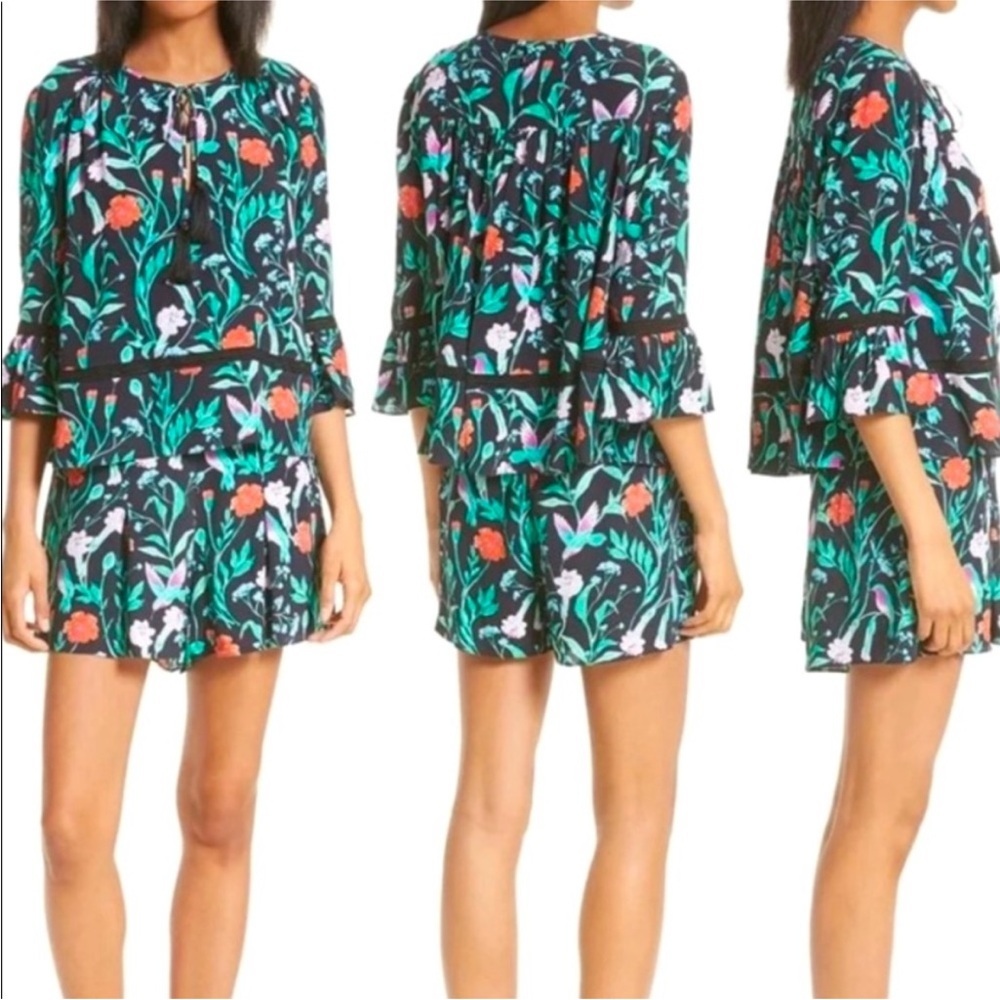 Kate Spade Floral Mini Dress - Black, Green, Red, White